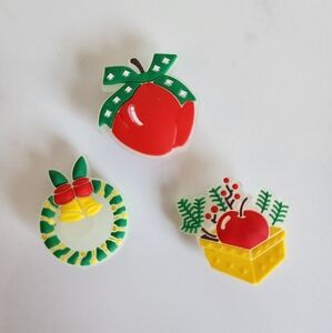 Three Croc Christmas Theme Jibbitz Hole Shoe Charm 1.25"